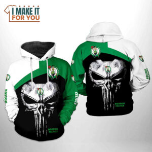 Boston Celtics Skull Punisher 3D Hoodie, Exciting Gift Ideas for Celtics Fans