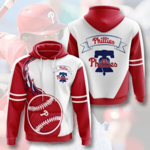 MLB Philadelphia Phillies Red White 3D Hoodie