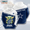 Dallas Cowboys Baby Yoda Love Football 3D Hoodie, Dallas Cowboys Gifts for Friends