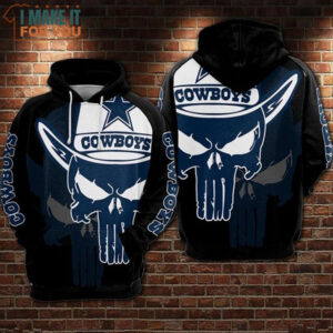 Dallas Cowboys Punisher Skull Black All Over Print Hoodie, Dallas Cowboys Gifts for Men