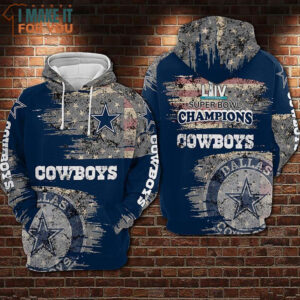 Dallas Cowboys Super Bow Champions American Camouflage Flag 3D Hoodie