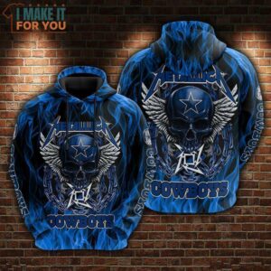 Melallica X Dallas Cowboys In Blue Fire 3D Hoodie 2 2