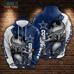 Dallas Cowboys And Jack Skellington Zip Hoodie 2