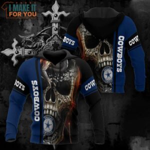Dallas Cowboys Head Skull Vintage All Over Printed Hoodie 2 2