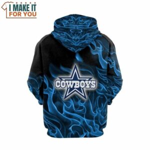 Dallas Cowboys Lion Blue Fire All Over Printed Hoodie 2 2