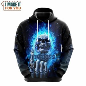 Dallas Cowboys Vintage Skull Blue Fire 3D Hoodie, Dallas Cowboys Gifts for Football Lovers