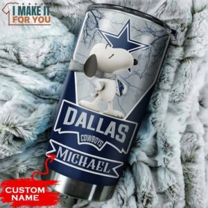 Personalized Dallas Cowboys Snoopy Fan Tumbler 2