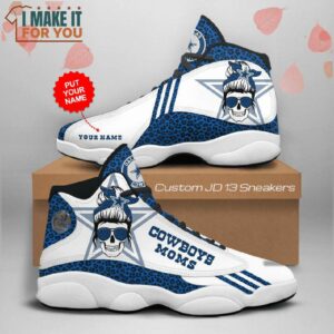 Custom Dallas Cowboys Momlife And Leopard Pattern Air Jordan 13 Shoes Dallas Cowboys Gifts for Her 3