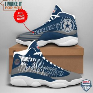 Dallas Cowboys Classic Logo Air Jordan 13 Custom Name Shoes, Personalized Cowboys Gifts