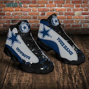 Dallas Cowboys Personalized Black Air Jordan 13 Shoes, Best Dallas Cowboys Gifts