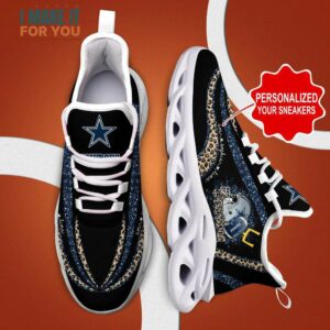 Dallas Cowboys NFL Max Soul Shoes Custom Name Leopard Prints Glitter Christmas Sneakers 11