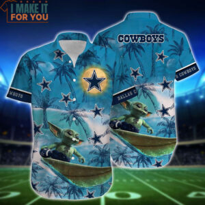 Dallas Cowboys Baby Yoda Surfing Hawaiian Shirt And Short Gift For Cowboys Fans 2