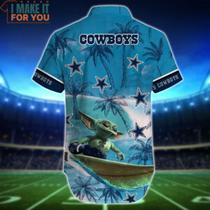Dallas Cowboys Baby Yoda Surfing Hawaiian Shirt And Short Gift For Cowboys Fans 3