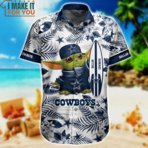 Dallas Cowboys Baby Yoda In Summer Beach Hawaiian Shirt And Short Best Gift For Fan 4