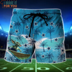 Dallas Cowboys Baby Yoda Surfing Hawaiian Shirt And Short Gift For Cowboys Fans 5