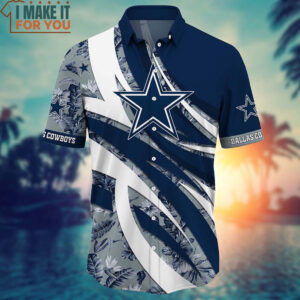 Dallas Cowboys Blue White Tropical Pattern Hawaiian Shirt And Short Gift For Sports Football Fans 2