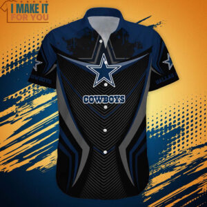 Dallas Cowboys Black Blue Hawaiian Shirt And Short Summer Beach Shirt For Men 3