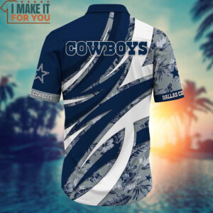 Dallas Cowboys Blue White Tropical Pattern Hawaiian Shirt And Short Gift For Sports Football Fans 3