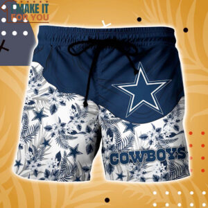 Dallas Cowboys Black Cat Tropical Floral Hawaiian Shirt And Short 4