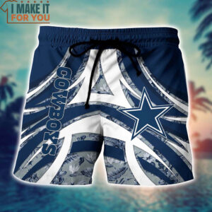 Dallas Cowboys Blue White Tropical Pattern Hawaiian Shirt And Short Gift For Sports Football Fans 4