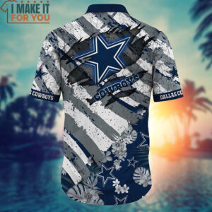 Dallas Cowboys Floral Print American Flag Hawaiian Shirt And Short 3