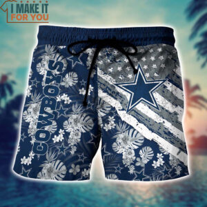 Dallas Cowboys Floral Print American Flag Hawaiian Shirt And Short 4