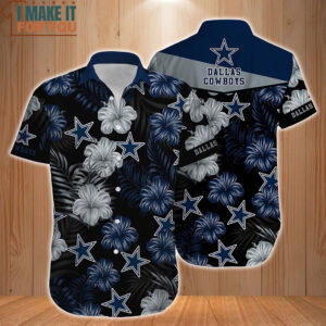 Dallas Cowboys Flower Graphic Retro Hawaiian Shirt Short 2