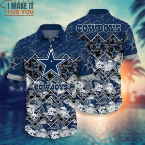 Dallas Cowboys Graphic Tropical Pattern 3D Printed Hawaiian Shirt And Short 4