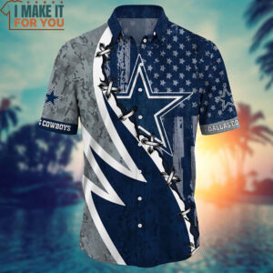 Dallas Cowboys Hawaiian Shirt And Short Graphic American Flag Print Best Gift For Cowboys Fans 3