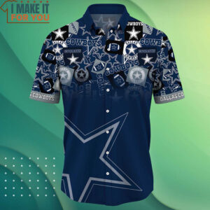 Dallas Cowboys Logo Mix Pattern Hawaiian Shirt And Short Gift For Sports Fans 2