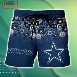 Dallas Cowboys Logo Mix Pattern Hawaiian Shirt And Short Gift For Sports Fans 4