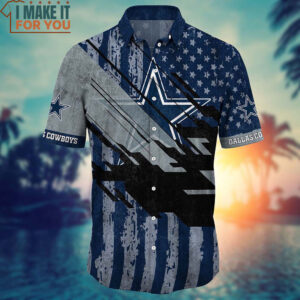 Dallas Cowboys Retro American Flag Print Hawaiian Shirt Short 2