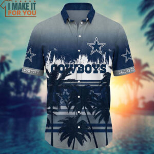 Dallas Cowboys Summer Hawaiian Shirt And Short Coconut Tree Pattern Graphic For Sports Enthusiast 2