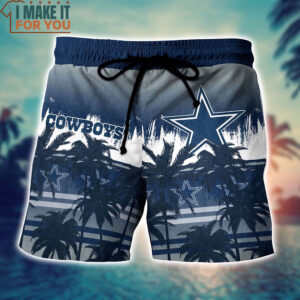 Dallas Cowboys Summer Hawaiian Shirt And Short Coconut Tree Pattern Graphic For Sports Enthusiast 4