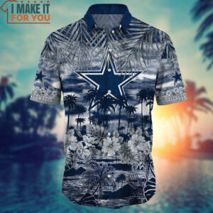 Dallas Cowboys Tropical Pattern Graphic Hawaiian Shirt And Short Dallas Cowboys Gifts Sale 2