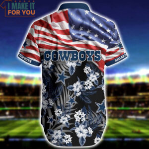 Dallas Cowboys Tropical Pattern US Flag Hawaiian Shirt And Short Best Gift For Sports Enthusiast 3