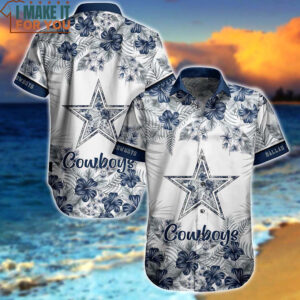 Dallas Cowboys White Hawaiian Shirt Graphic Flower Tropical Pattern Gift For Best Cowboys Fans 2