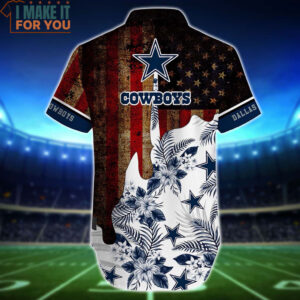 Dallas Cowboys Vintage US Flag With Tropical Floral Hawaiian Shirt And Short Best Gift For Men Women 3