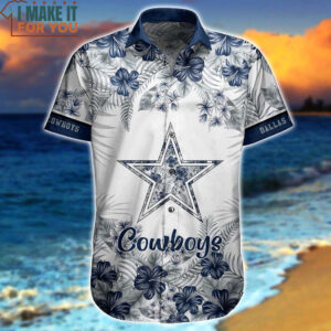 Dallas Cowboys White Hawaiian Shirt Graphic Flower Tropical Pattern Gift For Best Cowboys Fans 4