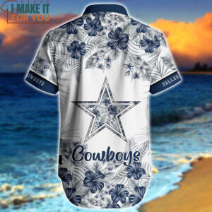 Dallas Cowboys White Hawaiian Shirt Graphic Flower Tropical Pattern Gift For Best Cowboys Fans 5