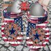 Personalized Dallas Cowboys American Flag Breaking Wall Crocs, Cowboys Gift for Fan