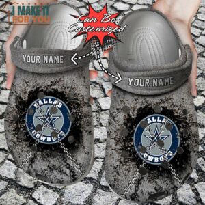 Personalized Dallas Cowboys Chain Breaking Wall Crocs, Dallas Cowboys Clog Shoes