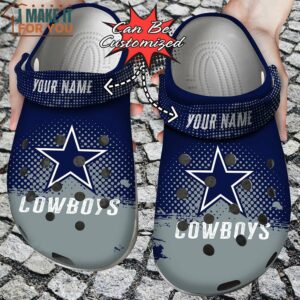 Personalized Dallas Cowboys Half Tone Drip Flannel Crocs, Dallas Cowboys Clog Shoes