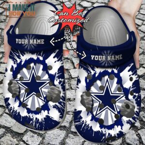 Personalized Dallas Cowboys Hands Ripping Light Crocs, Dallas Cowboys Clog Shoes