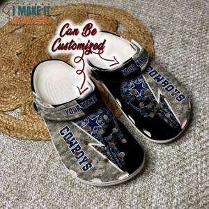 Personalized Dallas Cowboys Skull Camo Blue Crocs, Dallas Cowboys Clog Shoes