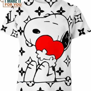 Cute Snoopy With Heart Vuitton Shirt, Best Snoopy Gifts