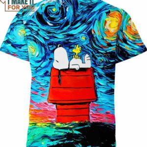 Snoopy And Woodstock Starry Night Van Gogh 3D T-Shirt, Snoopy Gifts for Kids and Adults Snoopy And Woodstock Starry Night Van Gogh 3D T-Shirt, Snoopy Gifts for Kids and Adults