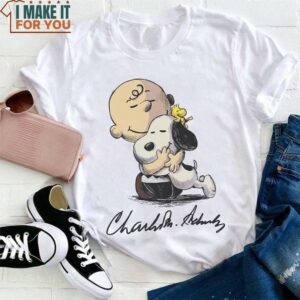 Snoopy And Friend Charlie Brown Signature White T-Shirt for Men And Women Snoopy And Friend Charlie Brown Signature White T-Shirt for Men And Women