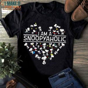 I Am A Snoopy Aholic Heart Black T-Shirt, Unique Snoopy Gifts for Fans I Am A Snoopy Aholic Heart Black T-Shirt, Unique Snoopy Gifts for Fans