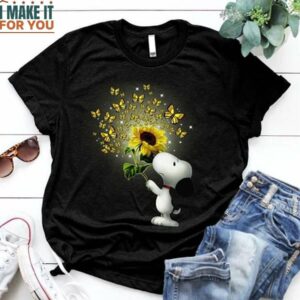 Snoopy Butterfly Sunflower T-Shirt, Snoopy Gifts for Him and Her Snoopy Butterfly Sunflower T-Shirt, Snoopy Gifts for Him and Her